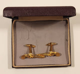 Rare Vintage ECCO Flintlock Dueling Pistol Guns Gold Tone Cufflinks In Case 1392R 1392L