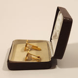 Vintage 1974 & 1975 Canada 1 Cent Penny Coin Blue Enamel Gold Plated Cufflinks In Case