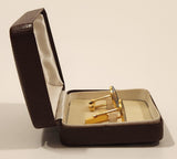 Vintage 1974 & 1975 Canada 1 Cent Penny Coin Blue Enamel Gold Plated Cufflinks In Case