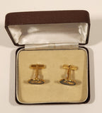 Vintage 1974 & 1975 Canada 1 Cent Penny Coin Blue Enamel Gold Plated Cufflinks In Case
