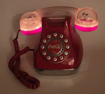 2001 Coca Cola Red Polar Bear Snow Globe Snow Dome Light Up Telephone