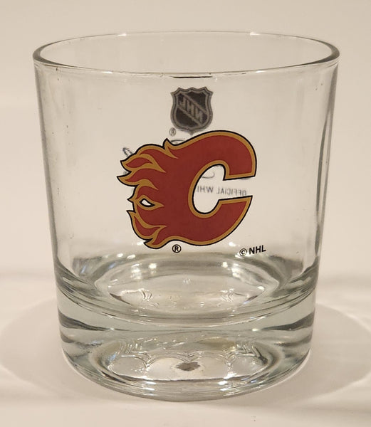 Rare Limited Release Crown Royal "NHL Rocks" Calgary Flames Hockey Team Clear Glass Whisky Cup