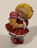 Vintage 1984 OAA Cabbage Patch Kids Girl Holding Ice Cream Cone in Red Dress 2 1/4" PVC Toy Figure
