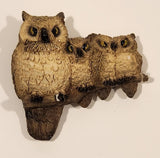 1992 United Design Corp Animal Magnetism Mother Owl and Three Baby Owls On Branch Resin Fridge Magnet