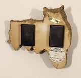 1992 United Design Corp Animal Magnetism Mother Owl and Three Baby Owls On Branch Resin Fridge Magnet