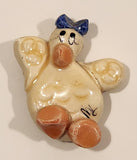 Yellow Chicken Bird with Blue Ribbon Pottery Fridge Magnet Has Repair