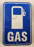 Vintage GAS with Gas Pump Blue and White 12" x 17 3/4" Authentic Retired Metal Highway Road Street Sign