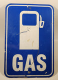 Vintage GAS with Gas Pump Blue and White 12" x 17 3/4" Authentic Retired Metal Highway Road Street Sign