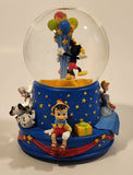 2001 Hallmark Disney Walt's 100th Birthday Mickey Minnie Pinocchio Cinderella Tinkerbell 6 3/4" Tall Musical Resin Snow Globe