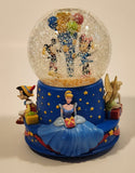 2001 Hallmark Disney Walt's 100th Birthday Mickey Minnie Pinocchio Cinderella Tinkerbell 6 3/4" Tall Musical Resin Snow Globe