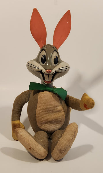 Vintage 1971 Mattel Warner Bros. Bugs Bunny Pull String 12" Tall Stuffed Toy with Plastic Head Works
