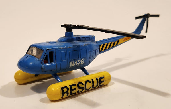 Vintage 1970s Corgi 924 Bell 205 Rescue Helicopter Blue Die Cast Toy Aircraft