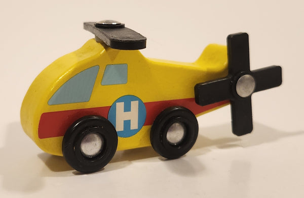 Melissa & Doug Rescue Helicopter Yellow Wood Toy Aircraft Vehicle
