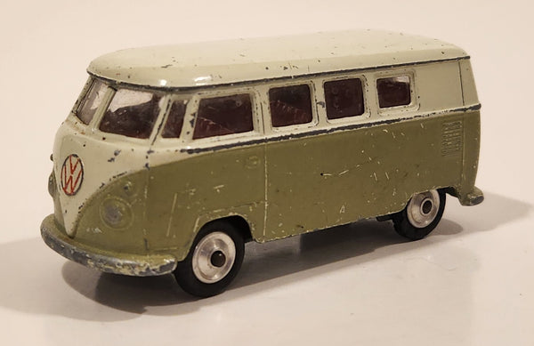 Vintage Corgi Volkswagen Van Bus Olive Green and White Die Cast Toy Car Vehicle Made in Gt. Britain