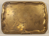 Vintage Ornately Engraved 13 1/2" x 19" Brass Metal Serving Tray Made in India