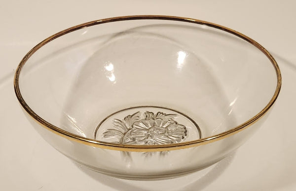 Vintage Gailstyn It's A Dilly 22K Gold Trimmed 10 1/4" Glass Salad Bowl with Embossed Floral Base