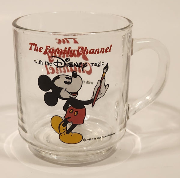 Vintage 1988 Luminarc The Family Channel with The Disney magic Mickey Mouse Glass Coffee Mug Cup
