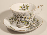 1970s Royal Albert Pacific Dogwood Floral Gold Trim Tea Cup and Saucer Set