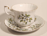 1970s Royal Albert Pacific Dogwood Floral Gold Trim Tea Cup and Saucer Set
