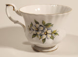 1970s Royal Albert Pacific Dogwood Floral Gold Trim Tea Cup and Saucer Set