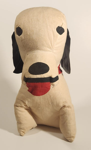 Vintage 1970s Fair Carnival Prize Puppy Dog Red Collar 10 1/2" Stuffed Toy