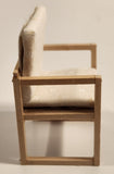 Vintage Wood Dining Table Armed Chair with Seat Cushion and Back Cushion Dollhouse Sized Miniature Toy