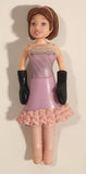 Polly Pocket Fashion Brunette in Pink Purple Dress with Pink Boots and Black Gloves 3 3/4" Tall Toy Doll Figure