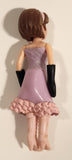 Polly Pocket Fashion Brunette in Pink Purple Dress with Pink Boots and Black Gloves 3 3/4" Tall Toy Doll Figure