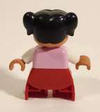 Lego Duplo Sister Girl with Blue Bow Pink Shirt 2" Tall Toy Figure
