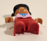 Lego Duplo Sister Girl with Blue Bow Pink Shirt 2" Tall Toy Figure