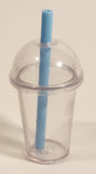 Miniature Toy Dollhouse Size Frozen Drink Clear Domed Lidded Cups with Straws Set of 2