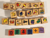 Wood Letter Number Pictures Blocks Toys Lot of 25