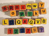 Wood Letter Number Pictures Blocks Toys Lot of 25