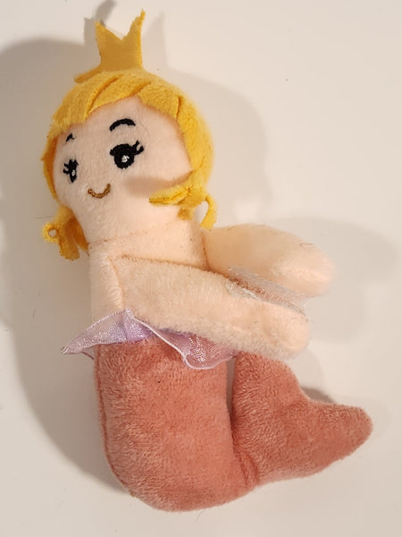 Mermaid Princess with Crown 5 1/2" Stuffed Plush Toy with Velcro Hands