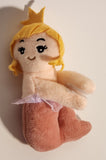 Mermaid Princess with Crown 5 1/2" Stuffed Plush Toy with Velcro Hands