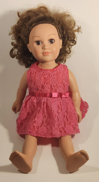 Battat OG Our Generation Doll Pink Dress Brunette Hair 18" Toy Doll with Opening and Closing Eyes