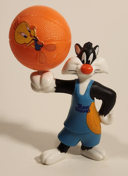 2020 McDonald's Space Jam New Legacy Sylvester The Cat 3 3/4" Tall Plastic Toy Figure with Tweety Bird Ball
