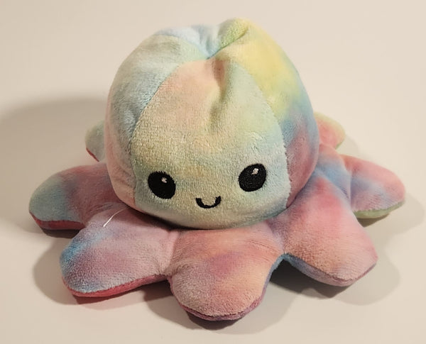 Double Sided Flip Reversible Rainbow Colored Octopus 7" Stuffed Plush Toy