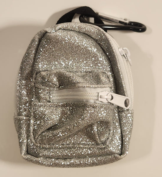Moose Real Littles Mini Silver Glitter Backpack Shaped Purse Toy Key Chain Clip On