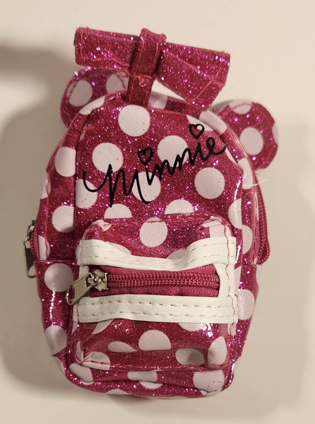 Micropacks Disney Minnie Mouse Mini Pink Glitter Backpack Shaped Purse Toy Key Chain Clip On and Mini Book