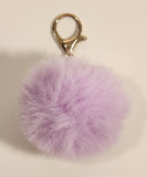 Light Pink Purple Fluff Puff Ball 2" Soft Key Chain