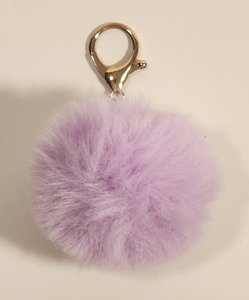 Light Pink Purple Fluff Puff Ball 2" Soft Key Chain