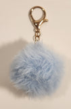 Light Blue Fluff Puff Ball 2" Soft Key Chain