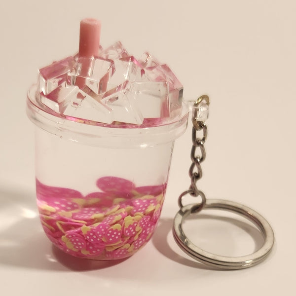 Pink Strawberry Ice Drink Cup Shaped Key Chain New with Tags