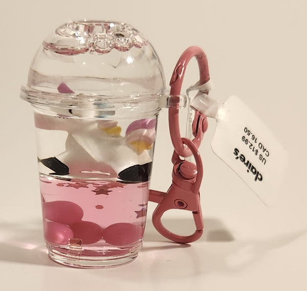 Claire's Unicorn Pink Bubble Tea Clear Cup Shaped Key Chain New with Tags