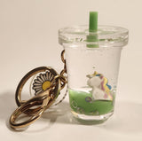 Claire's Unicorn Green Bubble Tea Clear Cup Shaped Key Chain