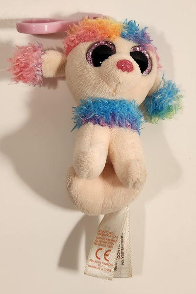 2017 Ty Beanie Boos Rainbow The Poodle Dog 4" Toy Stuffed Plush Clip On