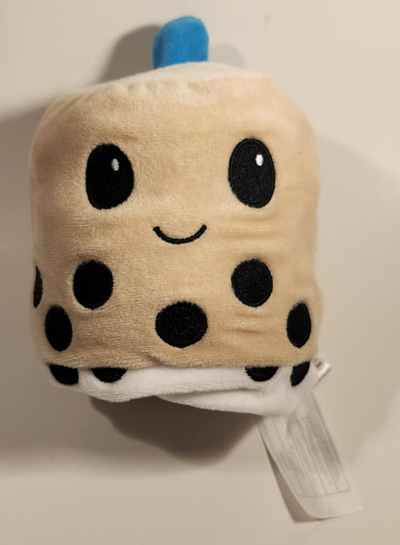 O/S Boba Bubble Tea Reversible Pull Out Two Style Toy Stuffed Plush Key Chain Clip On