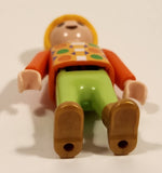 1992 Geobra Playmobil Blonde Haired Boy Green Pants Orange Top 2" Tall Toy Figure