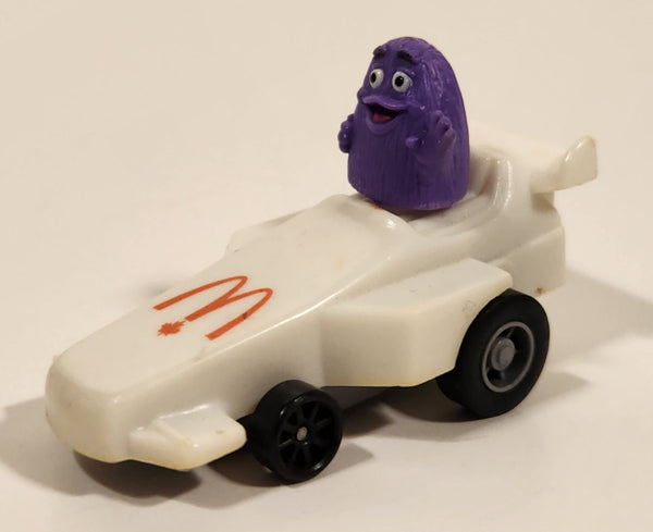 1988 McDonald's Turbo Macs Grimace White Toy Pull Back Plastic Toy Car Vehicle